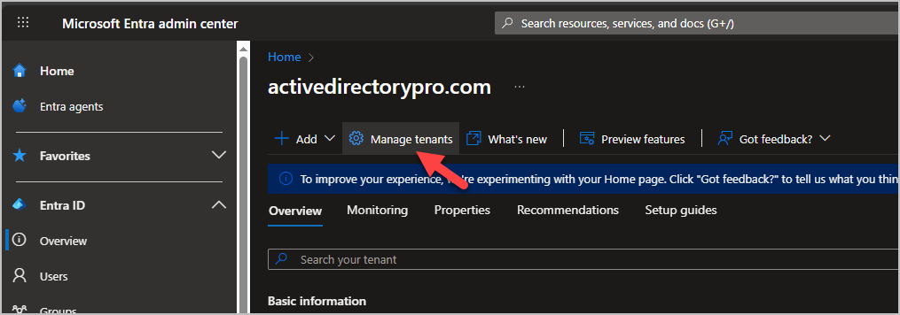 click manage tenants