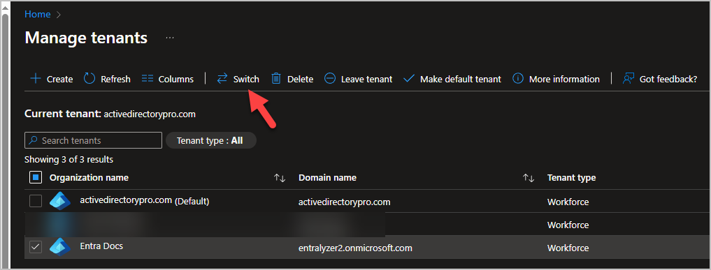 switch tenants