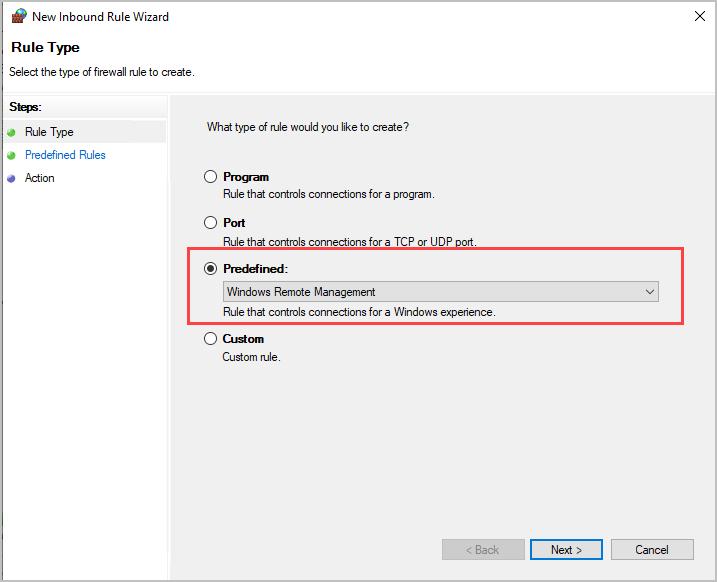 enable winrm firewall