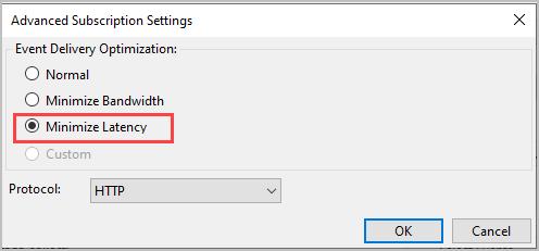 select Minimize Latency